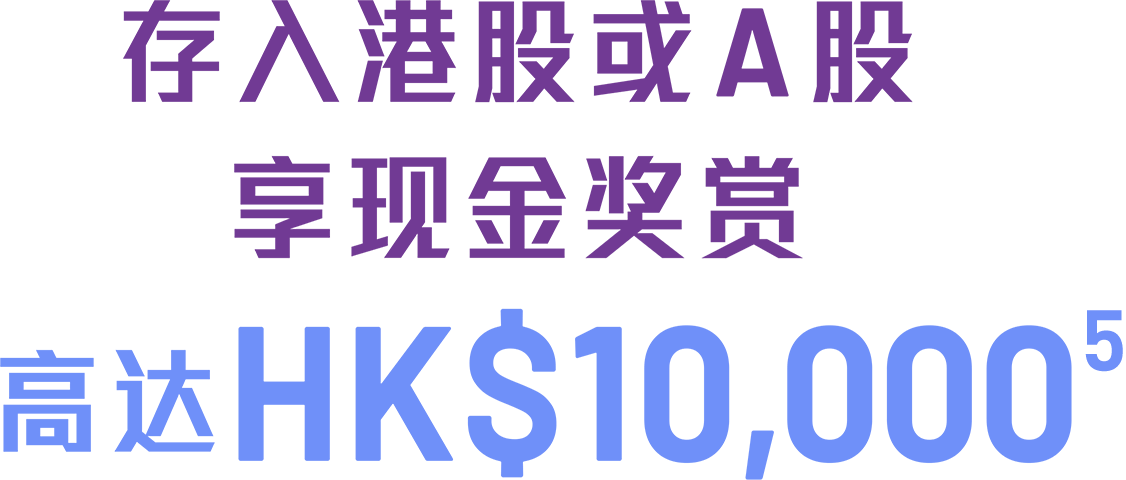 存入港股或A股享中银信用卡免找数签账额高达HK$15,000<sup>5</sup>