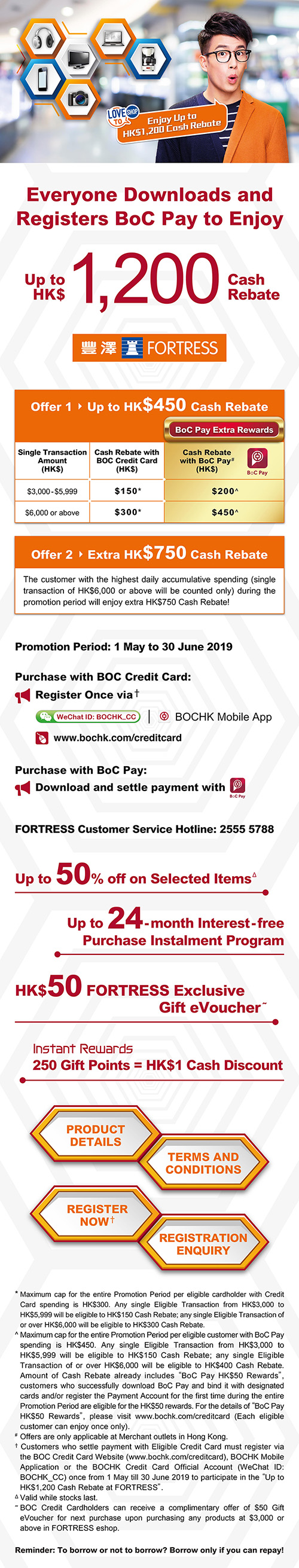 BOC Credit Card (International) Ltd. Up to HK1,200 Cash Rebate at