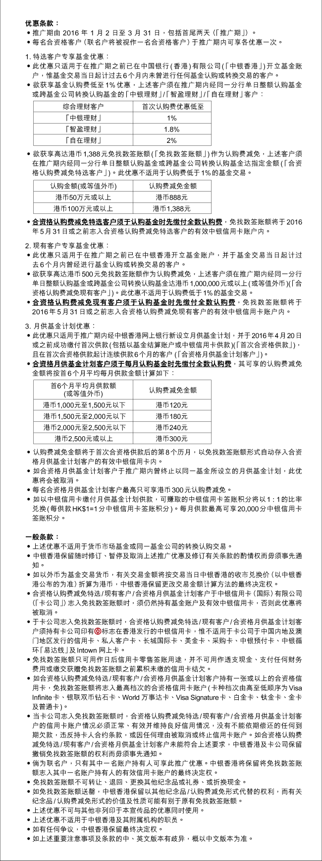 基金推广优惠| 中国银行(香港)有限公司
