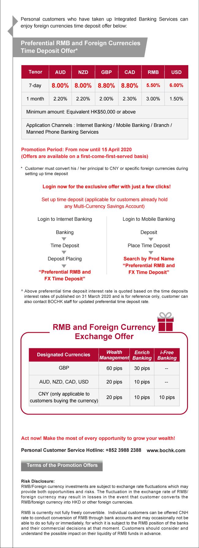 Up to 8.80%p.a. Preferential Foreign Currencies Time Deposit Offer | Bank  of China (Hong Kong) Limited