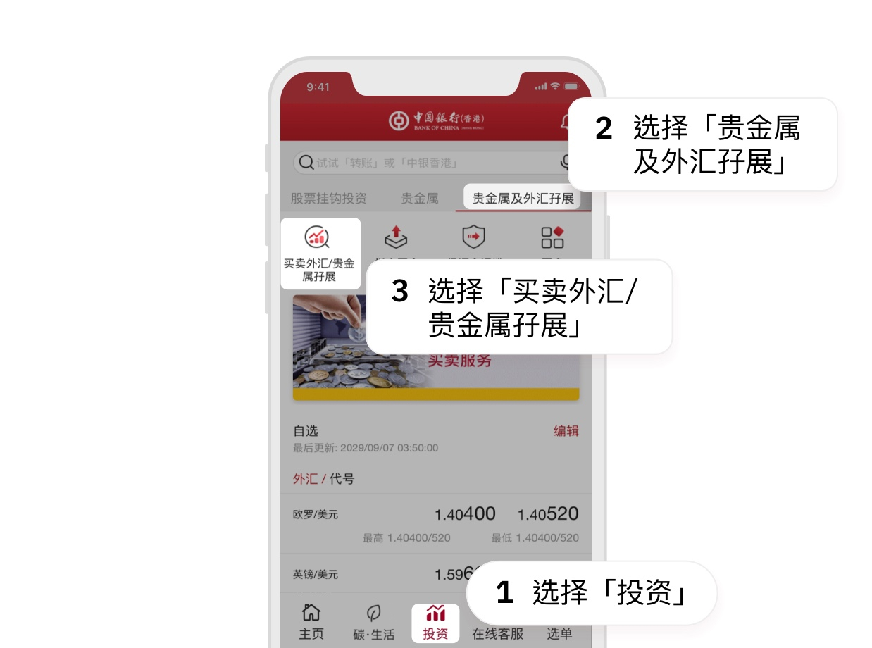 贵金属及外汇孖展-手机银行-步骤1