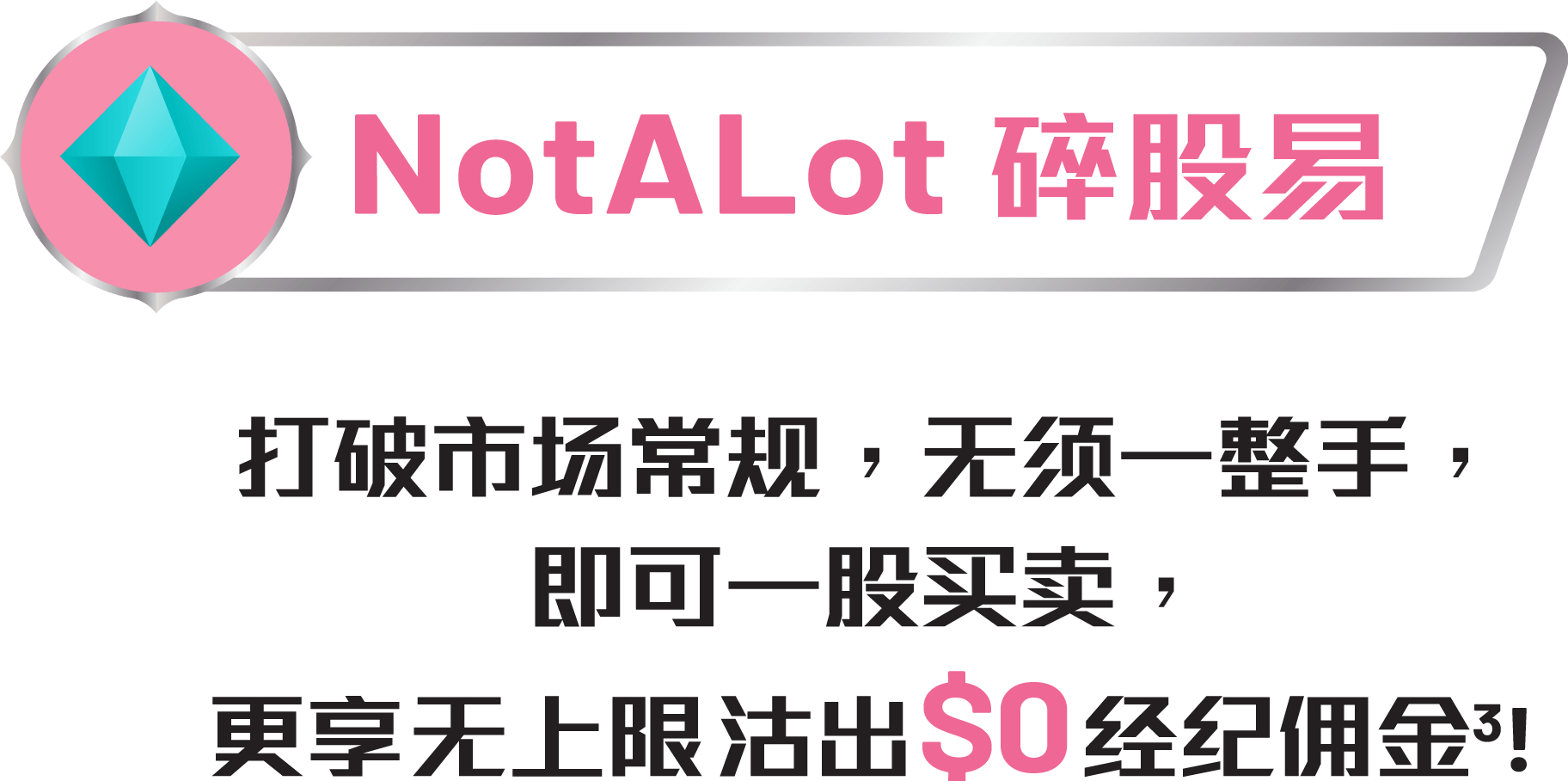 NotALot碎股易 打破市场常规，无须一整手，即可一股买卖，更可享无上限沽出经纪佣金!