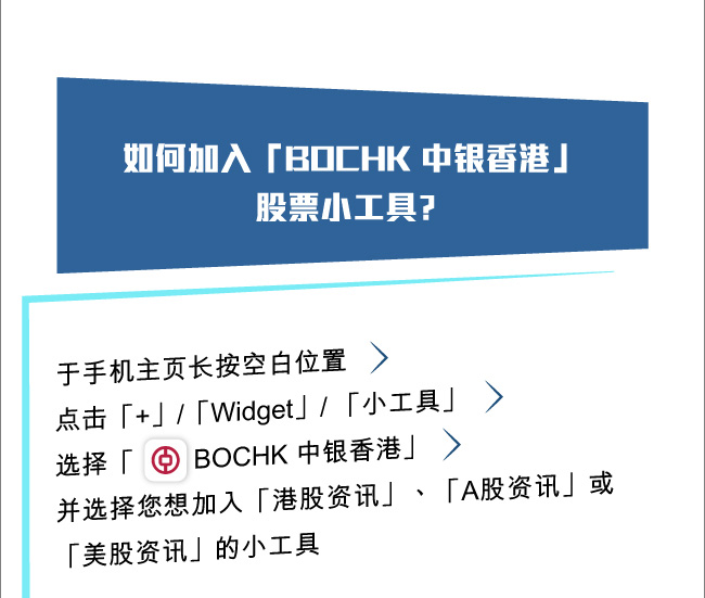 如何加入「BOCHK 中银香港」股票小工具？