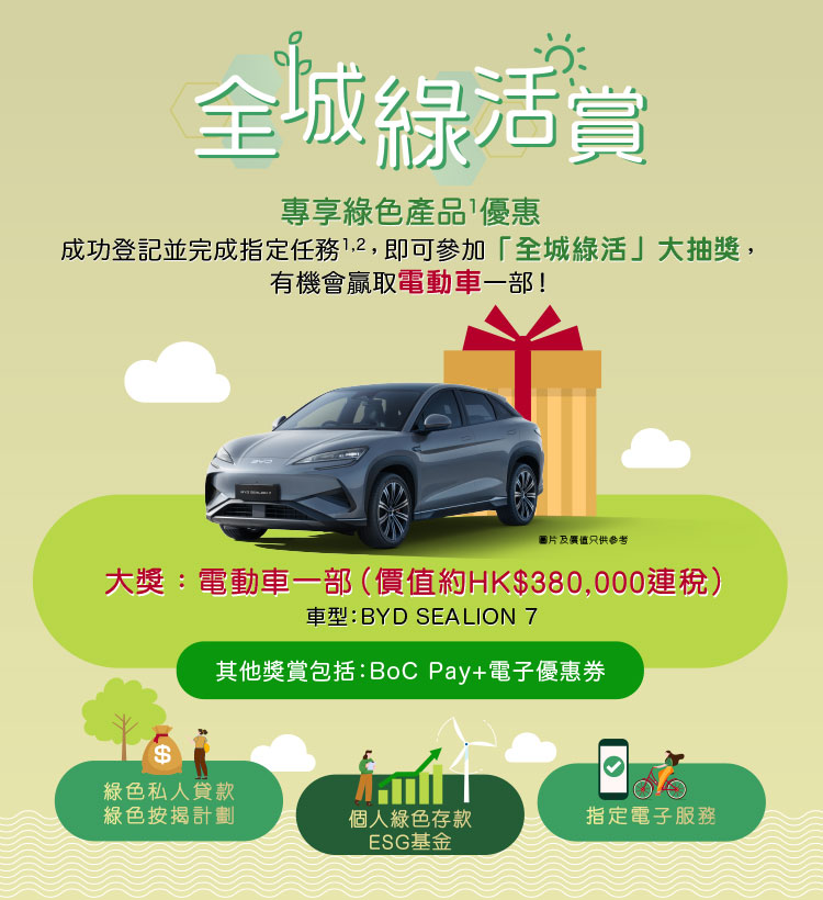 成功登記並完成指定任務_即可參加全城綠活大抽獎_有機會贏取電動車一部